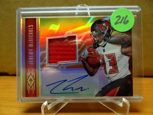 lot 216 image: LIMITED EDITION RPA (ROOKIE PATCH AUTO) 123150 - 2017 Phoenix Football Jeremy McNichols Orange RPA 150 #RAJ-JM Buccaneers $$$