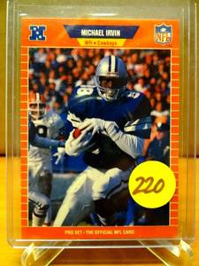 lot 220 image: COWBOYS ROOKIE - 1989 Pro Set Michael Irvin Rookie Dallas Cowboys #89 $$