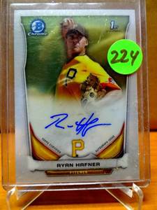 lot 224 image: BOWMAN CHROME 1ST AUTO - Ryan Hafner 2014 Bowman Chrome 1st Bowman #BCAP-RHA On Card Autograph - Pirates $$