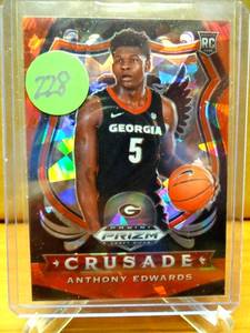 lot 228 image: HOT ROOKIE - ROOKIE RED CRACKED ICE PRIZM Anthony Edwards CRUSADE Panini Draft Picks RC