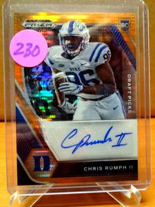 lot 230 image: RARE LIMITED EDITION AUTO 1849 - CHRIS RUMPH II 2021 PANINI PRIZM DRAFT PICKS ORANGE PRIZM RC AUTO49 $$$