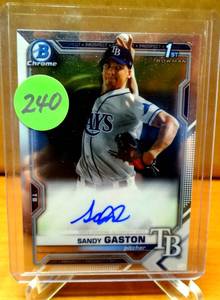 lot 240 image: ROOKIE PROSPECT - 2021 Bowman Chrome 1st Bowman Prospects Auto Sandy Gaston #CPA-SG Auto $$