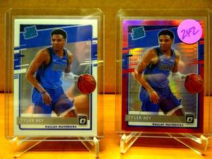 lot 242 image: RATED ROOKIE LOT - 2020-21 Donruss Optic Tyler Bey Rated Rookie Card RC #186 (Hyper Pink Prizm) & Base $$