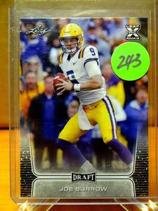 lot 243 image: HOT ROOKIE - 2020 Leaf Draft #01 JOE BURROW First NFL Rookie Card Cincinnati Bengals RC $$