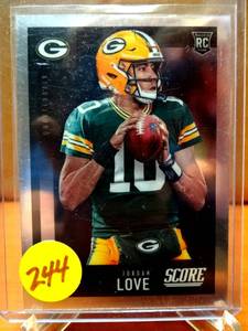 lot 244 image: SILVER ROOKIE - JORDAN LOVE2020 Panini Chronicles Score Silver Prizm RC #444 $$