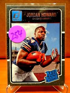 lot 254 image: RATED ROOKIE - 2016 Donruss Rated Rookie JORDAN HOWARD #377 RC Chicago Bears