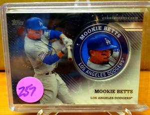 lot 257 image: 2020 Topps Series 2 Player Medallion #TPM-MB Mookie Betts Dodgers $$