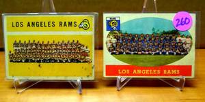 lot 260 image: VINTAGE LOS ANGELES RAMS TEAM CARDS - 1958 Topps #85 & 1960 Topps Football, Card #71