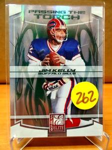 lot 262 image: LIMITED EDITION 315400 - 2008 Donruss Elite Passing the Torch Green Bills Card #5 Jim KellyTrent Edwards