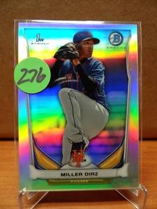 lot 276 image: LIMITED EDITION ROOKIE REFRACTOR 311500 - 2014 (METS) Bowman Chrome Prospects Refractors #BCP97 Miller Diaz500