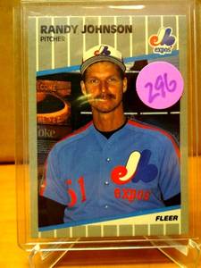 lot 296 image: ROOKIE - 1989 Fleer Randy Johnson #381 Marlboro Ad Showing - RC - ROOKIE