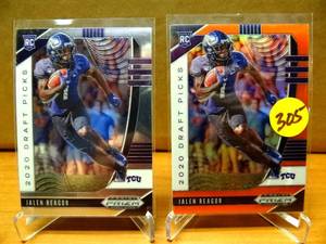 lot 305 image: LOCAL ROOKIE - TCUS JALEN REAGOR - PHILADELPHIA EAGLES - 2020 Panini Prizm Draft Picks Jalen Reagor Orange & Base Parallel (RC) #117