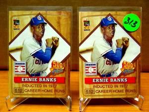 lot 313 image: HOF 2001 Topps 50 Years Collectors Series Ernie Banks Chicago Cubs - (X2)