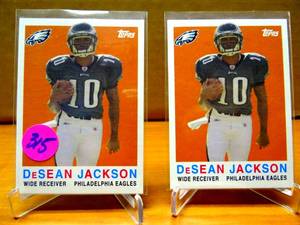 lot 315 image: ALL STAR ROOKIE - 2008 Topps DeSean Jackson NFL Insert Card #24 of 40 Philadelphia Eagles RC - LOT OF 2