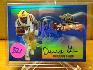 lot 321 image: RARE LIMITED EDITION ROOKIE 1235 - 2018 Leaf Metal Draft State Pride Blue 35 Derrius Guice #SP-DG1 Rookie Auto RC $$$