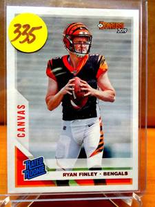 lot 335 image: CANVAS ROOKIE - 2019 Donruss Football Ryan Finley Rated Rookie Canvas Card #306