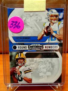 lot 336 image: HOT ROOKIES - 2020 Panini Contenders Round Numbers Justin HerbertJordan Love RC #RN-HL  $$