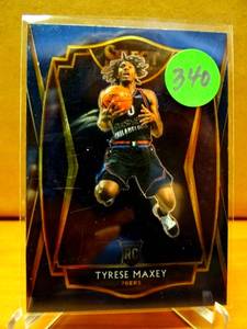lot 340 image: RISING STAR ROOKIE - 2020-21 Panini Select #174 Silver Premier Level Tyrese Maxey 76ers RC $$$