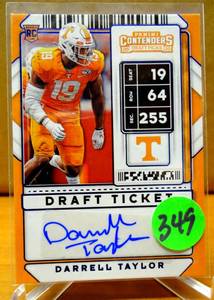 lot 349 image: ROOKIE AUTO - 2020 Panini Contenders Draft DARRELL TAYLOR RC AUTO TennesseeSeahawks #276 $$$