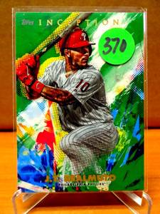 lot 370 image: GREEN INSERT - 2020 Topps Inception J.T. Realmuto - Philadelphia Phillies - Green #29 $