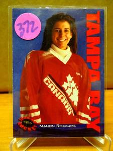 lot 372 image: NHLS FIRST FEMALE GOALIE - 199495 Classic Hockey MANON RHEAUME Card 120