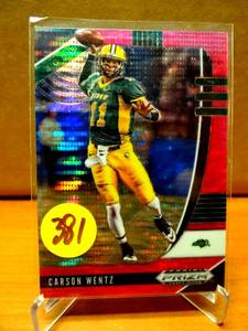 lot 381 image: ROOKIE COLOR - 2020 Panini Prizm Draft Picks Pink Pulsar Carson Wentz #13 NDSU Bison $$