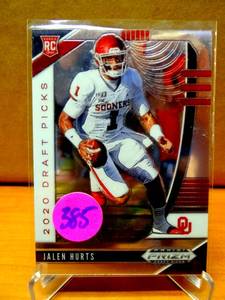 lot 385 image: HOT ROOKIE - 2020 Panini Prizm Draft Picks Jalen Hurts #129 Rookie Card RC Eagles $