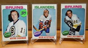 lot 389 image: VINTAGE 1975-76 TOPPS NHL STAR LOT - CASHMANNYSTROMSMITH
