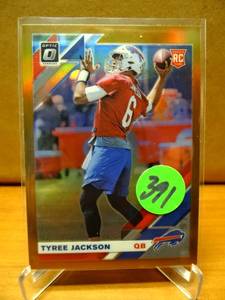 lot 391 image: ROOKIE CARD - TYREE JACKSON 2019 Donruss Optic RC Rookie ORANGE Prizm #133 BILLS