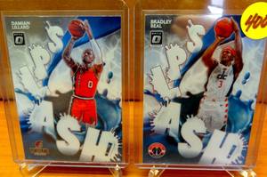 lot 400 image: 2020-21 Donruss Optic Splash Holo Prizm Bradley Beal #8 Washington Wizards & #5 Damian Lillard