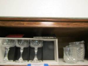 lot 30 image: 3 Long champ diamond cut glasses and German creamer