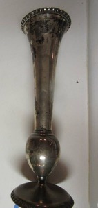 lot 46 image: 12 Sterling silver vase Monogram C on front unless you turn it around then its on the back