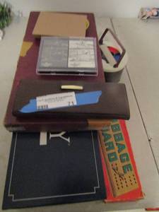 lot 71 image: Pictionary  cards poker chips, cribbage board and more games