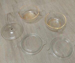 lot 144 image: PYREX DISHES #11 & #27 LIDS - 680-C-15  and 680-c -10