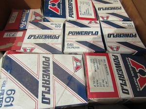 lot 604 image: box of american oil filters 661, 212 purolation qty5