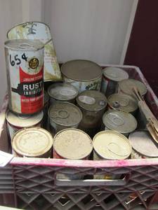 lot 794 image: red crate full of rust inhibitors- old dutch hypoid gear oil