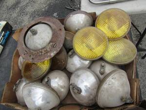 lot 822 image: box of vintage truckcar head and tail lights 4012a 6-8v general electric