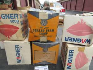 lot 825 image: wagner headlamp 4000 12v times 5, all glass sealed beam lamp 60w,13v, part 46 times 3