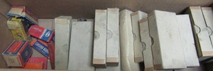 lot 57 image: Box of Delco remy Brushes # 1906945,- Cardinal condensers C- 3572