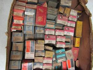 lot 117 image: box of various ignitions by Ammco, delco, Borg warner and more EX21 thru EX63