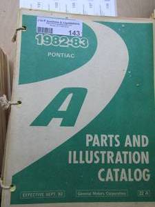 lot 143 image: illustration and parts catalogs for 1980s pontiac qty 6