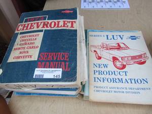 lot 145 image: chevrolet service manuals1 1970s, shop manuals new product information, wiring diaframe 1976, qty 12