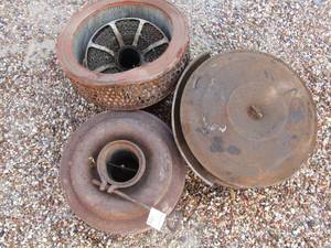 lot 175 image: 2 breathers and breather parts 1 has a vintage metal filter