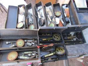 lot 210 image: compression gauges universal type, devilbiss company, various other brands qty 20 comes with compression pieces