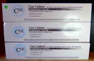 lot 84 image: NEW Box of Cure Male Catheters 14Fr 16in Hydrophilic Straight HM14- Box30 (3X$)