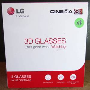 lot 112 image: LG 3D Glasses (4 Pack) For LG Cinema 3D AG-F310 Lightweight