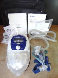 lot 137 image: BIG $ ITEM - COMPLETE ResMed S8 Elite II CPAP Machine wMask, Hose, Filters & Storage Bag