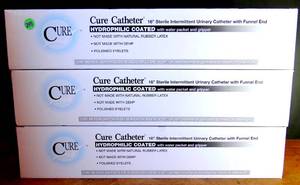 lot 248 image: Box of Cure Male Catheters 14Fr 16in Hydrophilic Straight HM14- Box30 (3X$)