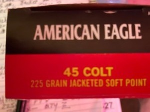 lot 601 image: AMERICAN EAGLE 45 LONG  45 COLT  225GR SOFT POINT  1 BOX