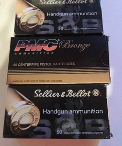 lot 624 image: SELLIER & BELLOT 9MM BROWNING COLT 380AUTO 92 GR.  50BOX  QTY 2 & PMC BROMXE 380  92GR  1 BOX